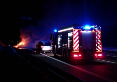 Furgone in fiamme in autostrada nel Fermano, 2 km di coda