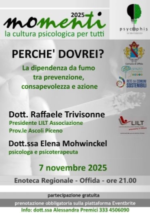 Offida, incontro PsycOphis dedicato alla dipendenza da fumo
