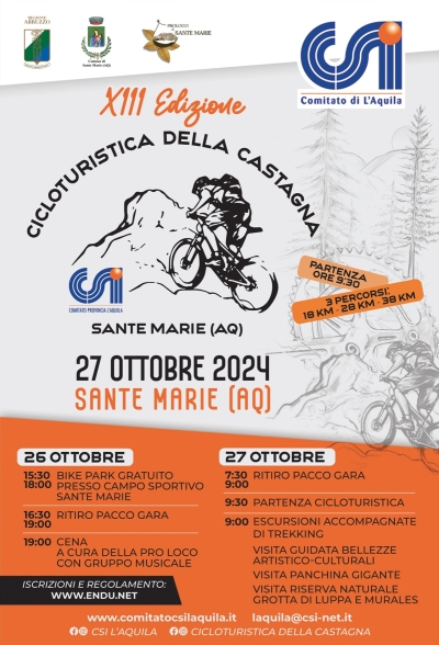 XIII edizione Cicloturistica della castagna a Sante Marie, ecco il programma